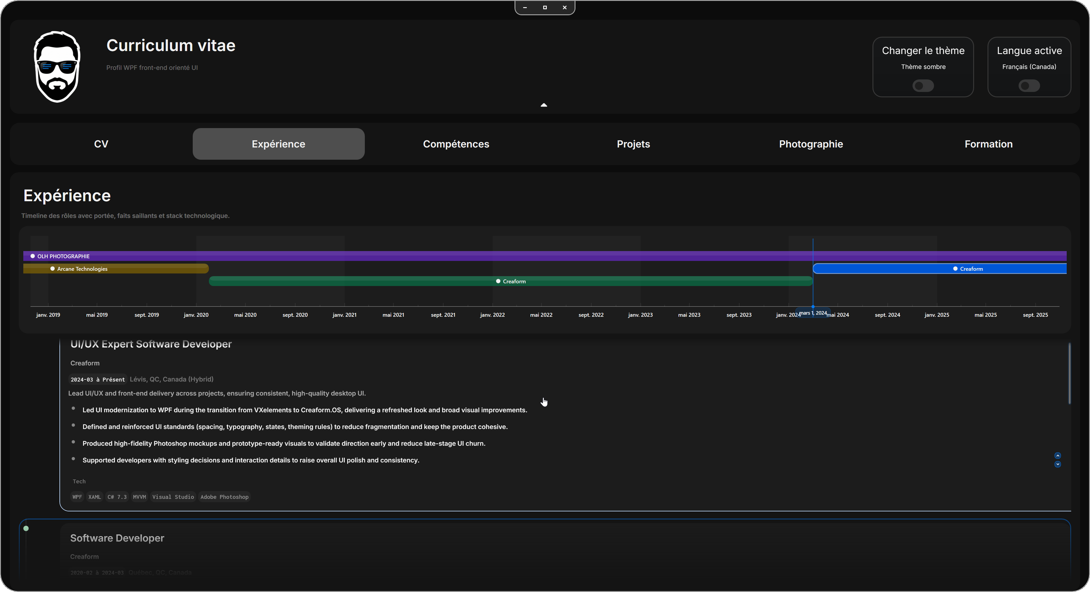CV — Parcours professionnel
